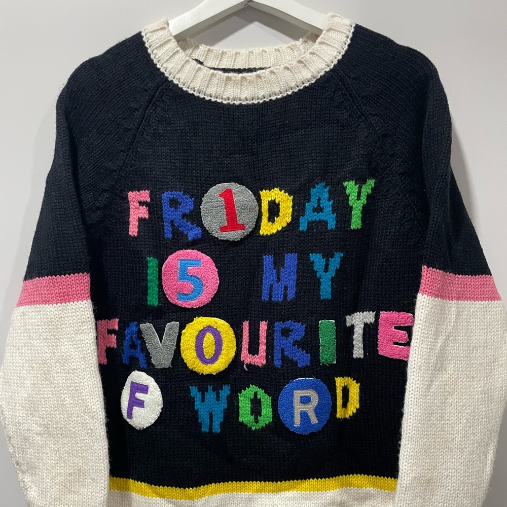 Topshop Women’s Sweater friday is my favorite F word Size 6 Used Only Once.